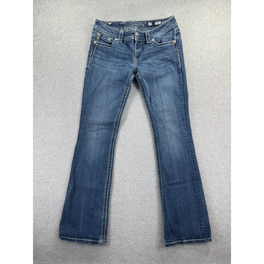 Miss Me Bootcut Jeans Low Rise Size 29 Blue Y2K Bling Western Rinestone Stitch